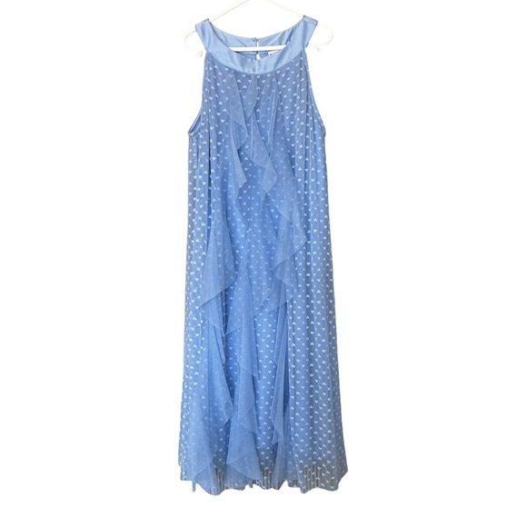 Disney Other - Disney Princess Blue Dress Costume Halloween Elsa Ruffles Mesh Girls Sz L 14/16